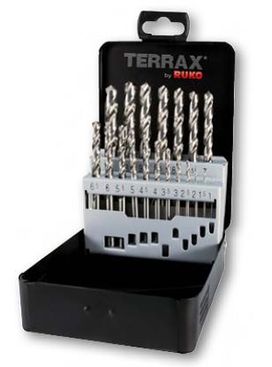 Sada šroubovitých vrtáků TERRAX DIN 338, HSS-G, typ N,  25 ks
